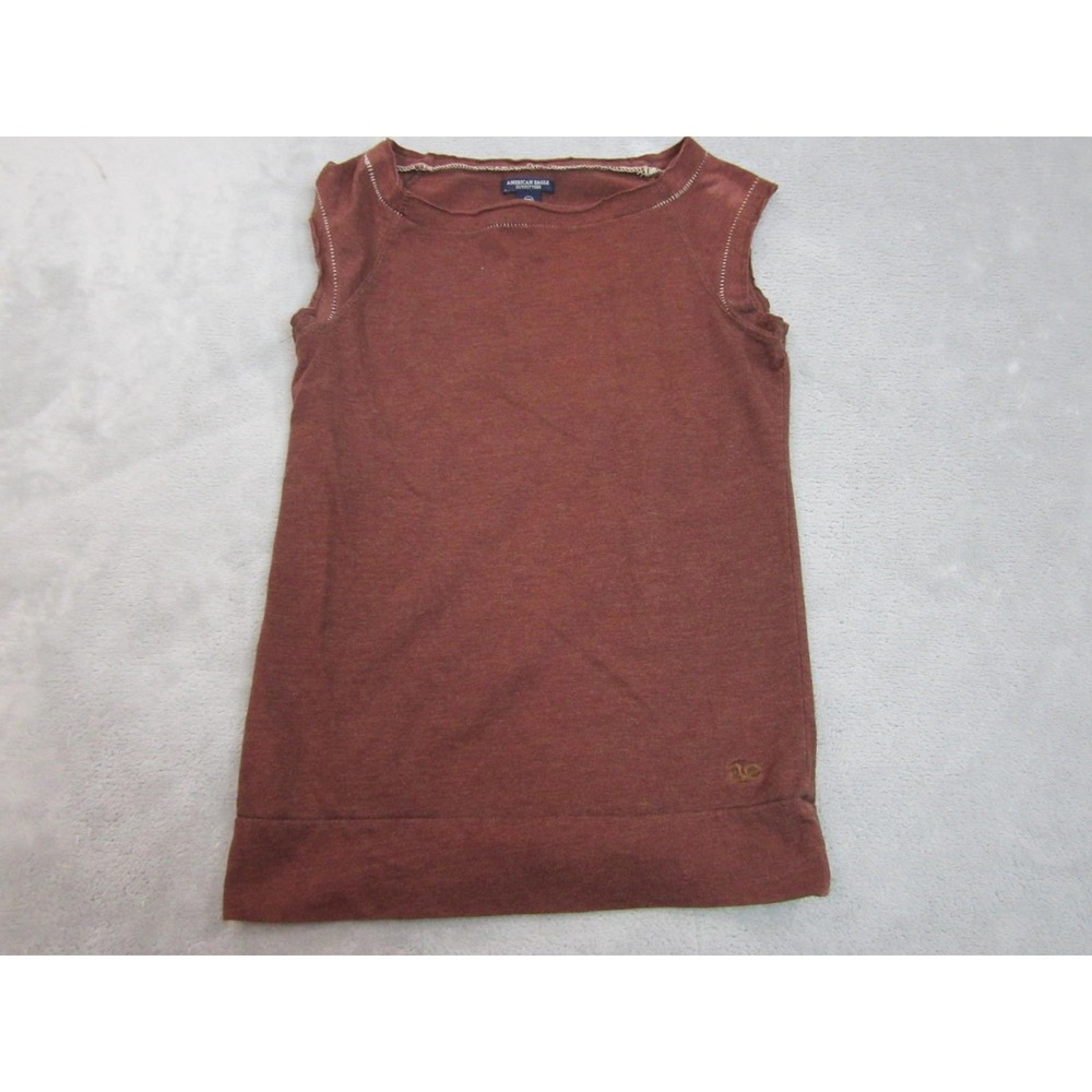 American Eagle Tank Top Womens XS Brown Sleeveless Boat Neck Contrast Stitching